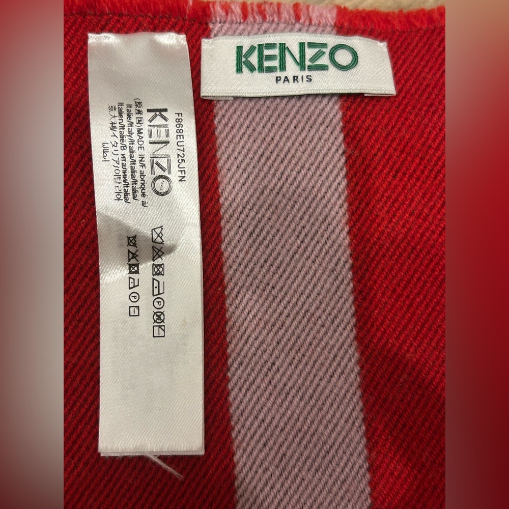 🧨steal Authentic Kenzo Red and Pink Striped Scarf - Picture 3 of 4